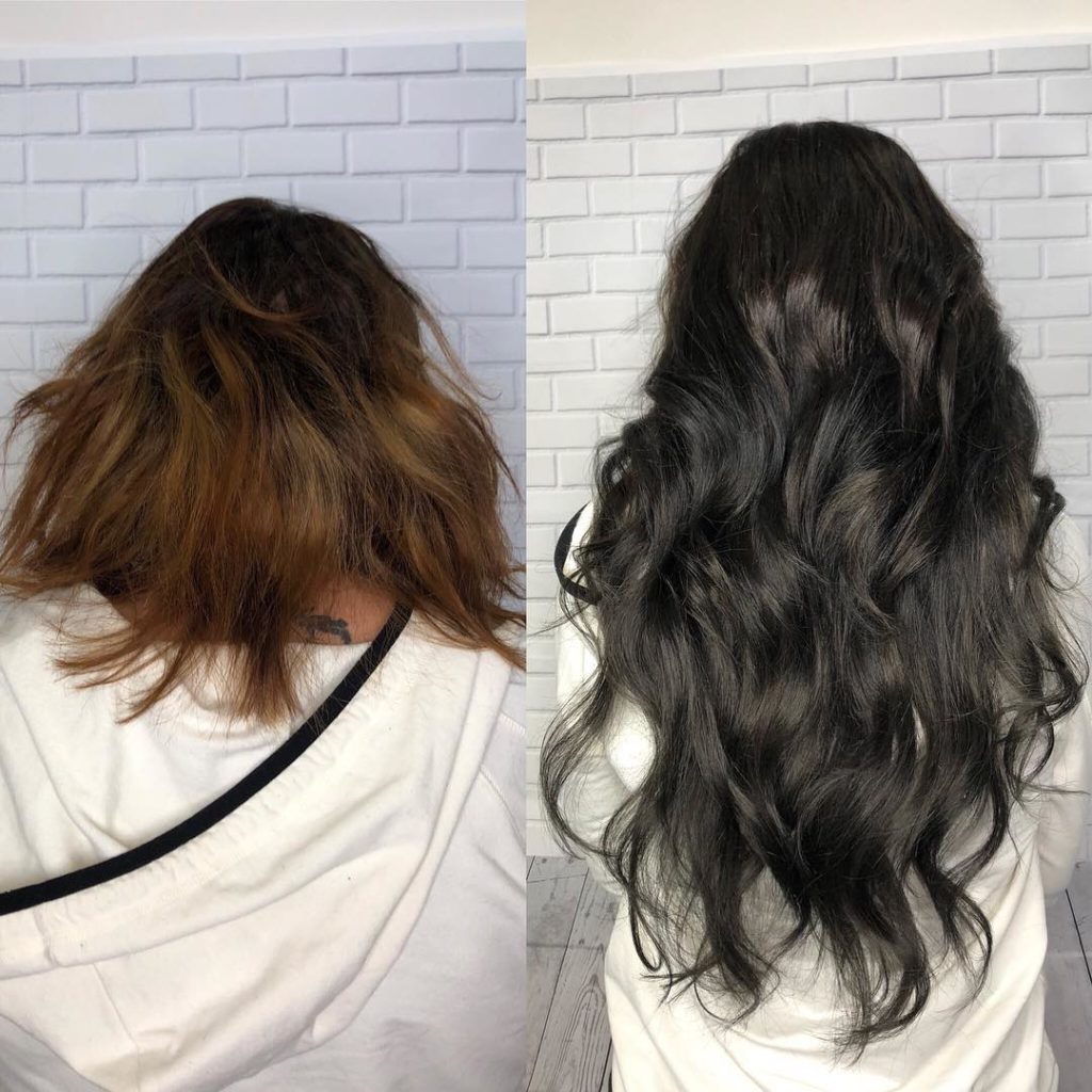 short hir with clip hair extensions siren stylist VA beach