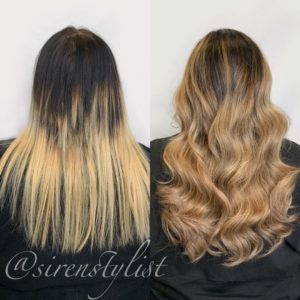 hair color correction plus extensions for fullness