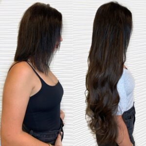 brunette wavy Great lengths extensions salon VA Beach 2