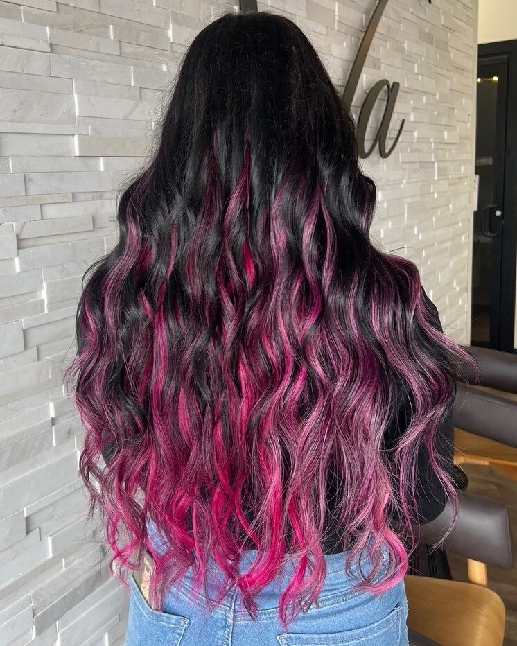 vivid highlights with tape in extensions by emily siren stylist VA beach